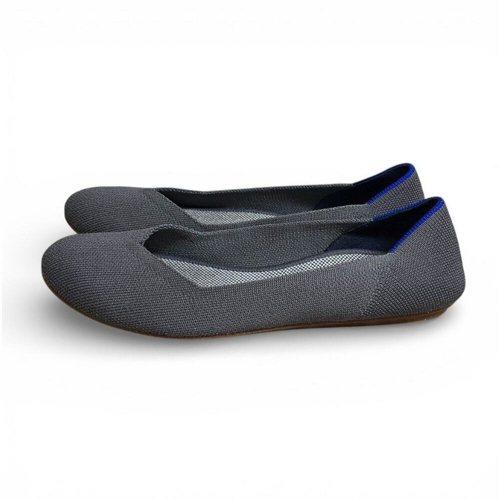 Rothy's The Flat Gray Rounded Toe Slip On Shoes Women's 8.5 Washable Knit Flats